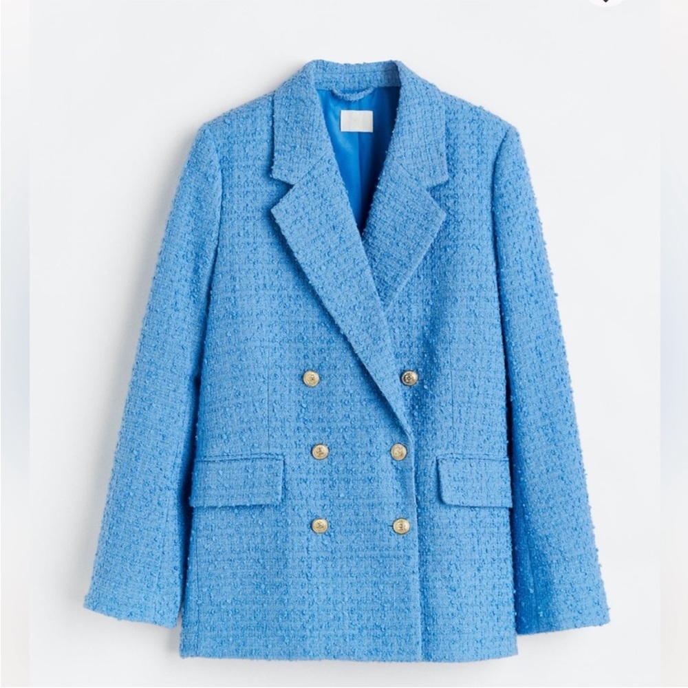 H&M Double-Breasted Bouclé Jacket L